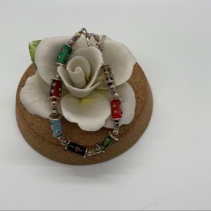 Handmade glass beads, unique colorful bracelet